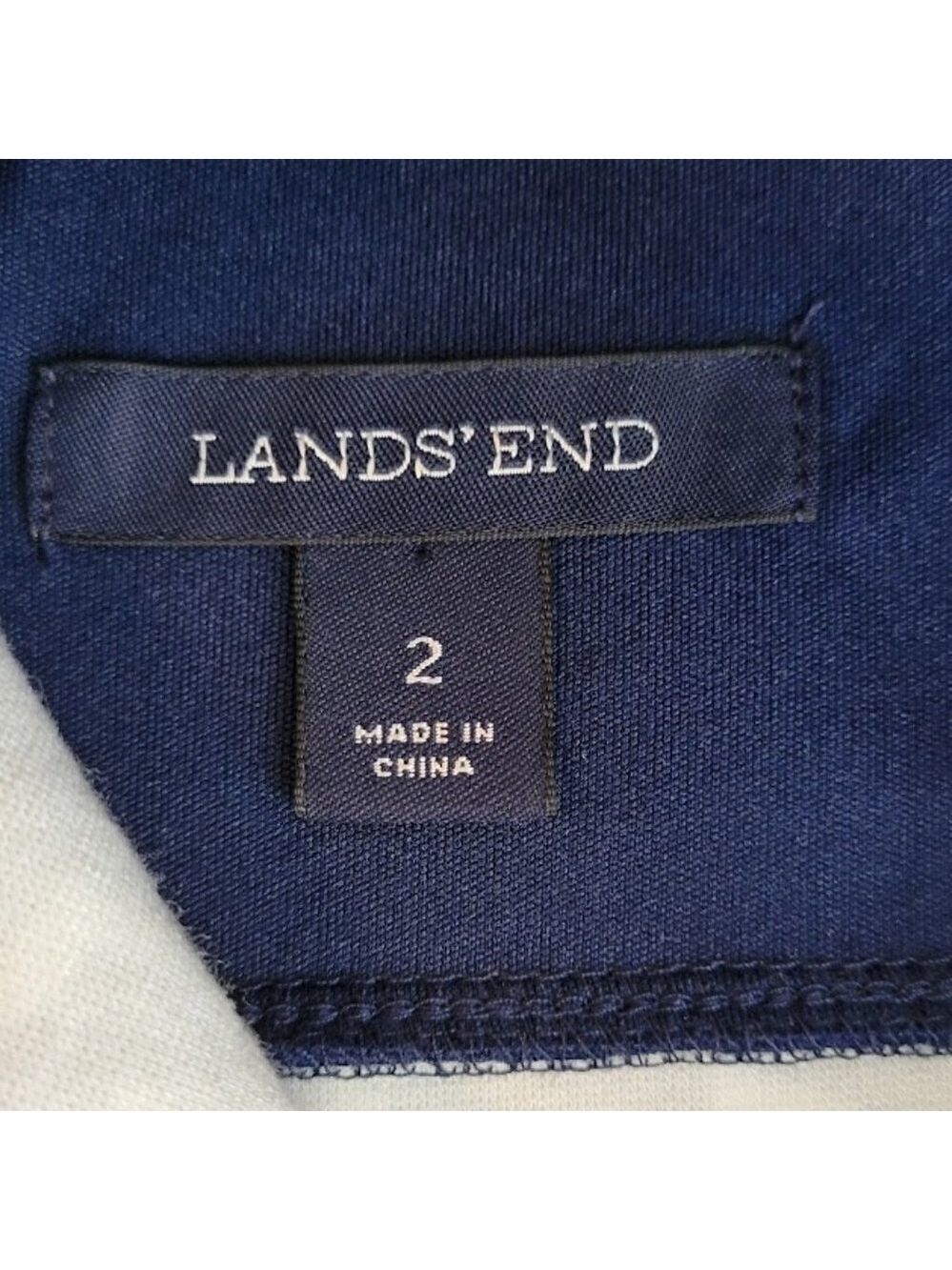 Land's End Fit & Flare Dress Sleeveless Geometric Print Stretch Navy Size 2 - Picture 12 of 14